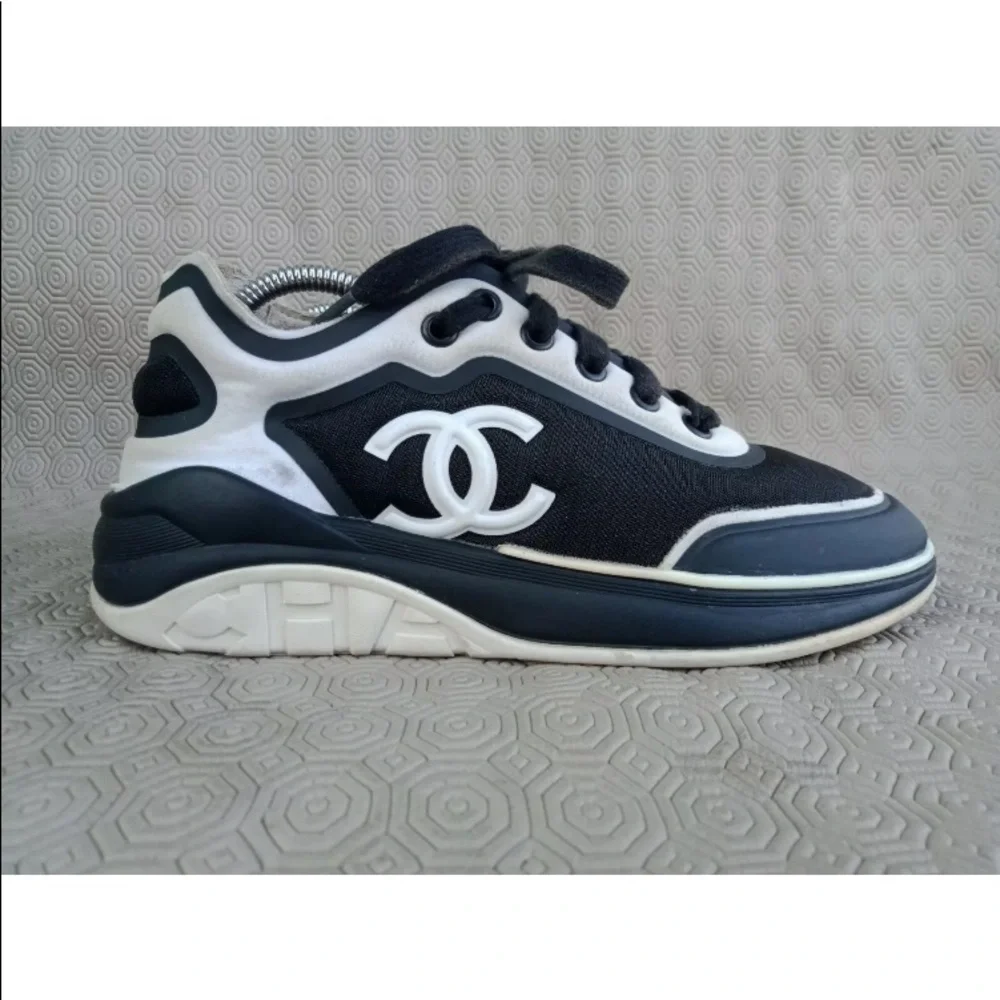 CHANEL Low Top 37 Nylon Multi Cc Logo Trainer Sneakers CC LG34763 Mesh & Fabric - Picture 3 of 12